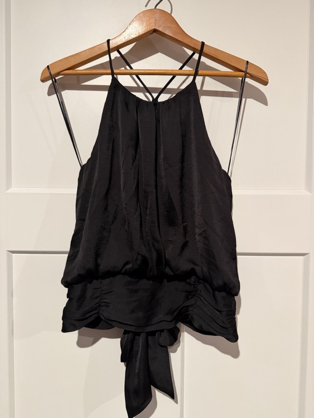 Lush Black Tie-Back Halter Tank Top Sz Small